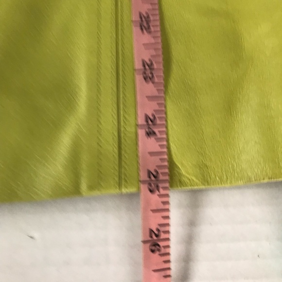 Leather Jacket Lime Green Zip front with Two Pockets Petite Small Worthington - Picture 5 of 14